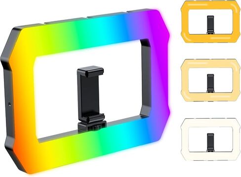 ضوء حلقة مربعة قابلة لإعادة الشحن، بطارية مدمجة 8000 مللي أمبير في الساعة، ضوء LED للهاتف الخلوي لصور 360 درجة، مثبت فيديو للهاتف لهاتف iPhone لتسجيل الفيديو، مدونة فيديو لمكياج الأفلام in Saudi Arabia