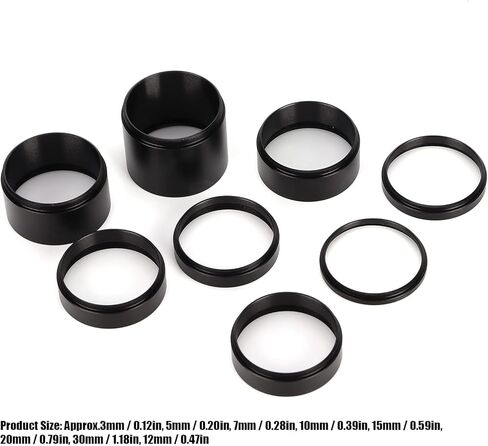 Niiyen 8PCS Set Lens Adapter Ring, Extension Tube Astronomical Telescope Accessory, 3 5 7 10 12 15 20 30mm in Kuwait
