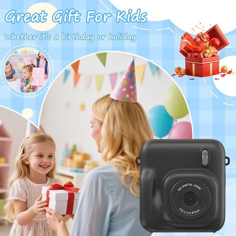 Yoidesu Kids Instant Print Camera, 48MP Digital Camera with 2.4 Inch Screen for Selfie Photography, with 16X Zoom and 25 Filters for Boys Girls Aged 3-12 in Kuwait