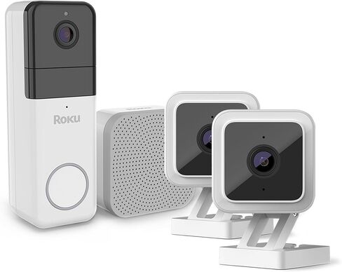 Roku 1080p HD كاميرا داخلية 2 حزمة وحزمة جرس باب فيديو لاسلكي للمنزل الذكي (متجددة) in Kuwait