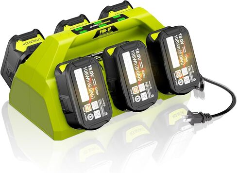 【Simultaneously Charging】 P135/PCG006 Rapid 6-Port Replacement for Ryobi 18V Battery Charger PCG002 PCG004 PCG005 PCG008, Compatible with Ryobi ONE+ 18 Volt Lithium-Ion Batteries(No Battery Included) in Saudi Arabia