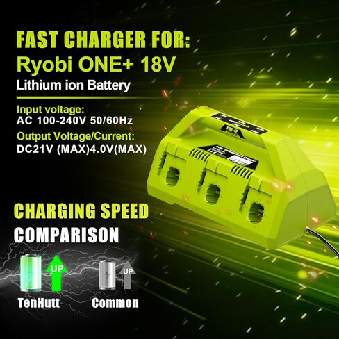 【Simultaneously Charging】 P135/PCG006 Rapid 6-Port Replacement for Ryobi 18V Battery Charger PCG002 PCG004 PCG005 PCG008, Compatible with Ryobi ONE+ 18 Volt Lithium-Ion Batteries(No Battery Included) in Saudi Arabia
