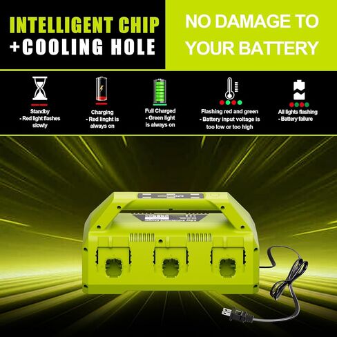 【Simultaneously Charging】 P135/PCG006 Rapid 6-Port Replacement for Ryobi 18V Battery Charger PCG002 PCG004 PCG005 PCG008, Compatible with Ryobi ONE+ 18 Volt Lithium-Ion Batteries(No Battery Included) in Saudi Arabia