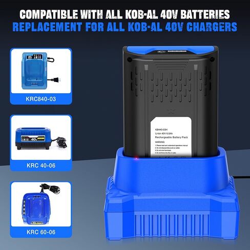 لاستبدال شاحن البطارية السريع Kobalt 40V Max - شاحن سريع مدمج مع مؤشر LED، متوافق مع موديلات KB240-06، KB440-03، KB2540C-06، KB640-03، KB640-06، KB245-06 in Kuwait