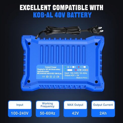 لاستبدال شاحن البطارية السريع Kobalt 40V Max - شاحن سريع مدمج مع مؤشر LED، متوافق مع موديلات KB240-06، KB440-03، KB2540C-06، KB640-03، KB640-06، KB245-06 in Kuwait