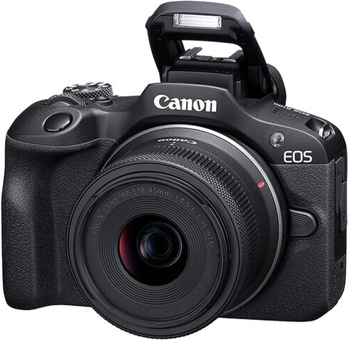 كاميرا Canon EOS R100 بدقة 24.2 ميجابكسل بمستشعر APS-C CMOS بدون مرآة مع عدسة 18-45 مم + ذاكرة قصوى سعة 128 جيجابايت، ضوء فيديو LED، عدسة زاوية واسعة، عدسة مقربة، طقم مرشح 3 قطع - حزمة احترافية 42 قطعة (متجددة) in Kuwait