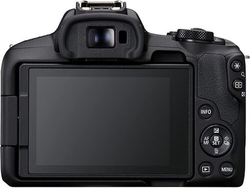 كاميرا Canon EOS R50 بدقة 24.2 ميجابكسل بمستشعر APS-C CMOS بدون مرآة مع عدسة 18-45 مم + ذاكرة فائقة سعة 128 جيجابايت، ضوء فيديو LED، عدسة زاوية واسعة، عدسة مقربة، طقم مرشح 3 قطع - حزمة احترافية 42 قطعة (متجددة) in Kuwait