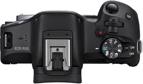 كاميرا Canon EOS R50 بدقة 24.2 ميجابكسل بمستشعر APS-C CMOS بدون مرآة مع عدسة 18-45 مم + ذاكرة فائقة سعة 128 جيجابايت، ضوء فيديو LED، عدسة زاوية واسعة، عدسة مقربة، طقم مرشح 3 قطع - حزمة احترافية 42 قطعة (متجددة) in Kuwait