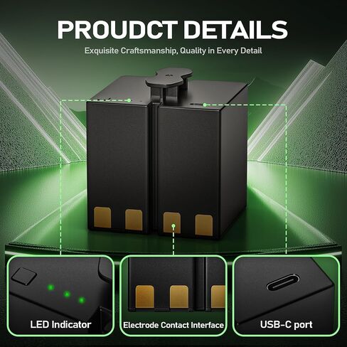 2 حزمة ترقية 6500 مللي أمبير استبدال البطارية القابلة لإعادة الشحن لحزمة بطارية Stealth Cam 360 Max Cartridge، متوافقة مع 360 نموذج كاميرات Revolver وRevolver Pro (الكابل متضمن) in Kuwait
