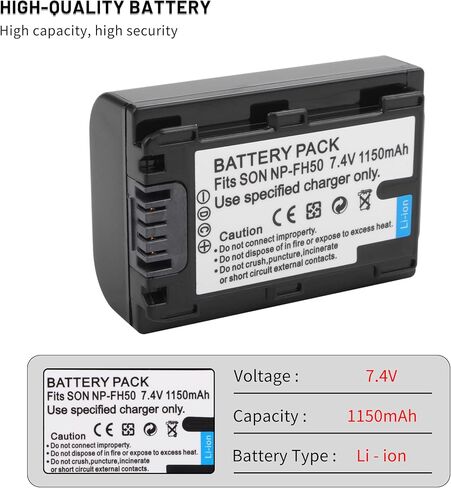 2-Pack NP-FH50 Battery with USB-C Smart LCD Dual Charger for Sony DSLRA230 DSC-HX1 DSC-HX100V HDR-TG5V DSLR-A230 DSLR-A330 DSLR-A380 DSLR-A390 DSC-HX200V DSLRA290 DCR-DVD103 DVD105 in Saudi Arabia