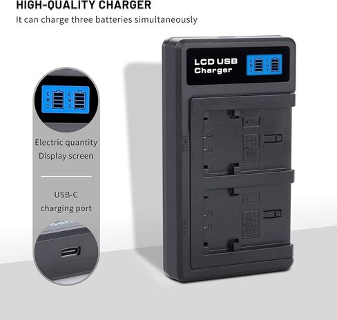 2-Pack NP-FH50 Battery with USB-C Smart LCD Dual Charger for Sony DSLRA230 DSC-HX1 DSC-HX100V HDR-TG5V DSLR-A230 DSLR-A330 DSLR-A380 DSLR-A390 DSC-HX200V DSLRA290 DCR-DVD103 DVD105 in Saudi Arabia