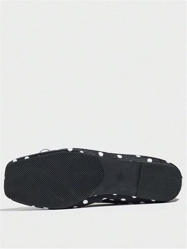 MakeMeChic Women's Bow Knot Polka Dots Flat Shoes Beaded Closed Toe PU Leather Fall Flats in Saudi Arabia