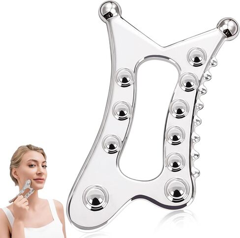 2Pcs Stainless Steel Gua Sha Facial Tools Set, Metal Face Comb Detail Skin Care Tools, Body and Face Gua Sha Sculpting for Tighten Skin Lymphatic Drainage in Saudi Arabia