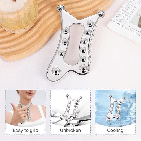 2Pcs Stainless Steel Gua Sha Facial Tools Set, Metal Face Comb Detail Skin Care Tools, Body and Face Gua Sha Sculpting for Tighten Skin Lymphatic Drainage in Saudi Arabia