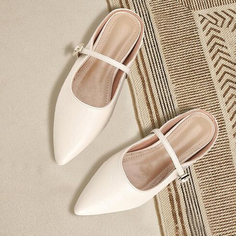 Women’s Pointed Toe Flats Sandals Slides Shoes with Strap Buckle in Saudi Arabia