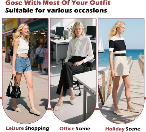 Women’s Pointed Toe Flats Sandals Slides Shoes with Strap Buckle in Saudi Arabia