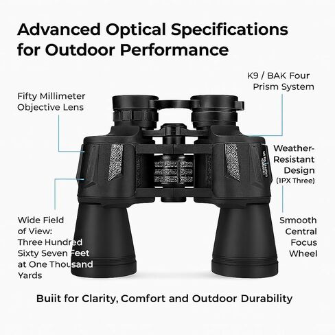 Elenai Ten X Binoculars for Adults with Natural Eye-True Optics, Metallic Body, IPX Three Water Resistance and Anti Slip Grip, Lightweight for Hunting Essentials, Camping Essentials and Bird Watching in Saudi Arabia