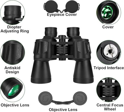 Elenai Ten X Binoculars for Adults with Natural Eye-True Optics, Metallic Body, IPX Three Water Resistance and Anti Slip Grip, Lightweight for Hunting Essentials, Camping Essentials and Bird Watching in Saudi Arabia