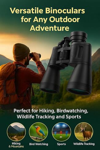 Elenai Ten X Binoculars for Adults with Natural Eye-True Optics, Metallic Body, IPX Three Water Resistance and Anti Slip Grip, Lightweight for Hunting Essentials, Camping Essentials and Bird Watching in Saudi Arabia