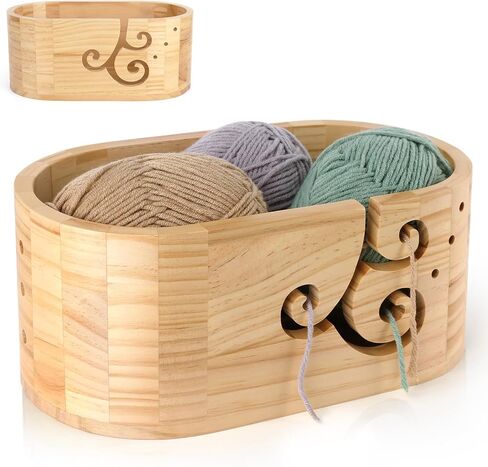 Coopay Extra Large Yarn Bowls for Crocheting, Premium Wood Crochet Bowls for Yarn, 3-Holes Curl Design Knitting Bowl, Wooden Yarn Bowl Crochet Yarn Bowl Holder, Ideal Crochet & Knitting Supplies in Saudi Arabia