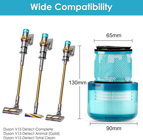 (4 عبوات) مرشحات بديلة V15 لـ Dyson V15 Detect Complete، V15 Detect Extract، V15 Submarine، V15 Animal، V11 Animal Filter، V11 SV14 Filter True HEPA Filters، استبدال الجزء رقم. 970013-02 in Kuwait