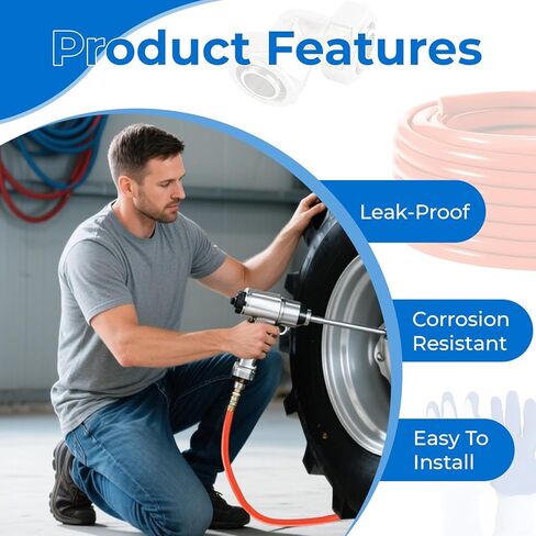 Shop Air Line Kit 3/4" × 100'&200'&300' HDPE-Aluminum-HDPE Air Tubing, Compressed Air Line Kit for Air Compressor Accessories, Leak Proof& Easy to Install Air Compressor Kit in Saudi Arabia