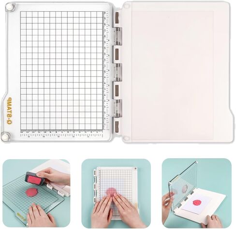 Acrylic Stamp Positioning Tool Includes Magnets and Foam Pad,9x7.2inch Stamp Positioner with Grid Lines Perfect Positioning Stamping with Clear Stamps for Card Making Scrapbooking and Other in Kuwait