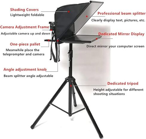 ملقن كبير مقاس 20 بوصة للكمبيوتر المحمول، مجموعة ملقن محمولة مع حقيبة حمل من الزجاج والألمنيوم، لخطاب مقاطع الفيديو القصيرة المباشرة من تيك توك in Kuwait
