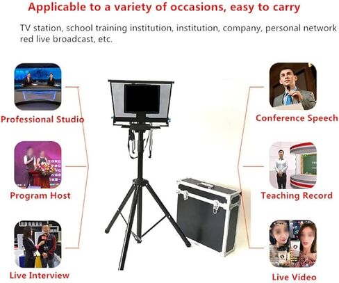 ملقن كبير مقاس 20 بوصة للكمبيوتر المحمول، مجموعة ملقن محمولة مع حقيبة حمل من الزجاج والألمنيوم، لخطاب مقاطع الفيديو القصيرة المباشرة من تيك توك in Kuwait