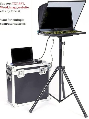 ملقن كبير مقاس 20 بوصة للكمبيوتر المحمول، مجموعة ملقن محمولة مع حقيبة حمل من الزجاج والألمنيوم، لخطاب مقاطع الفيديو القصيرة المباشرة من تيك توك in Kuwait