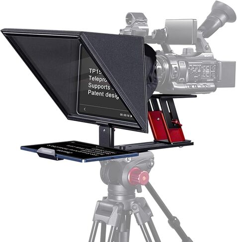 TP150 Teleprompter، 15 بوصة للكاميرا اللوحية DSLR، زاوية واسعة للتصوير 150 درجة، مع غطاء شمس قابل للإزالة، للتدريس عبر الإنترنت، والخطابات، وتسجيل الفيديو المباشر in Kuwait