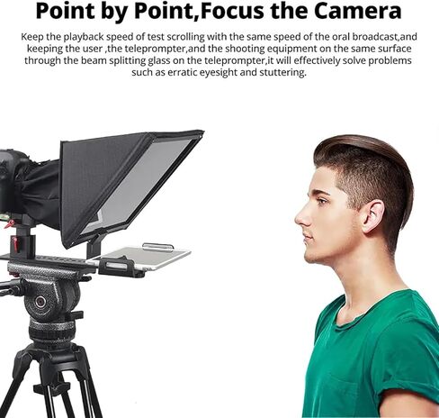 TP150 Teleprompter، 15 بوصة للكاميرا اللوحية DSLR، زاوية واسعة للتصوير 150 درجة، مع غطاء شمس قابل للإزالة، للتدريس عبر الإنترنت، والخطابات، وتسجيل الفيديو المباشر in Kuwait