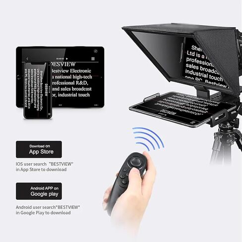 TP150 Teleprompter، 15 بوصة للكاميرا اللوحية DSLR، زاوية واسعة للتصوير 150 درجة، مع غطاء شمس قابل للإزالة، للتدريس عبر الإنترنت، والخطابات، وتسجيل الفيديو المباشر in Kuwait