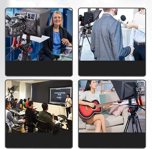TP150 Teleprompter، 15 بوصة للكاميرا اللوحية DSLR، زاوية واسعة للتصوير 150 درجة، مع غطاء شمس قابل للإزالة، للتدريس عبر الإنترنت، والخطابات، وتسجيل الفيديو المباشر in Kuwait