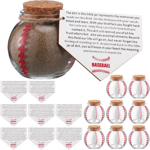 8 Set Baseball Softball Senior Night Gifts 2025 Glass Jar Mini Dirt Jars 1. 69 oz with Cork Lid and Wooden Inspiration Labels for Team Coach Player Sport Party Favors Decoration(Softball) in Saudi Arabia