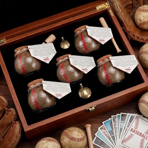 8 Set Baseball Softball Senior Night Gifts 2025 Glass Jar Mini Dirt Jars 1. 69 oz with Cork Lid and Wooden Inspiration Labels for Team Coach Player Sport Party Favors Decoration(Softball) in Saudi Arabia