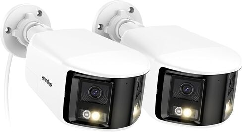 ANNKE 2pcs 4K 8MP Dual Lens PoE Camera، زاوية واسعة 180 درجة، كشف حركة الإنسان / السيارة بالذكاء الاصطناعي، رؤية ليلية ذكية مزدوجة اللون، صوت ثنائي الاتجاه، تشغيل ذكي، IP67 in Kuwait