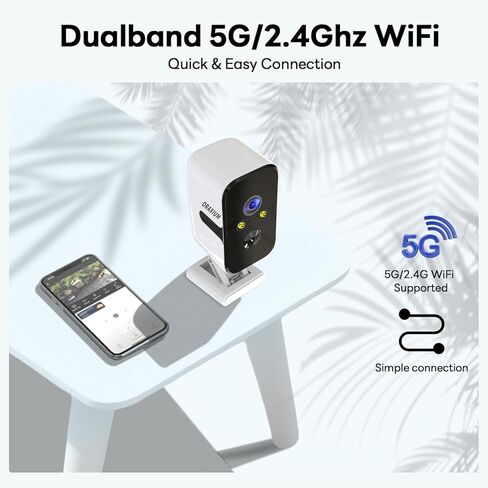 كاميرا أمان خارجية لاسلكية، كاميرا نافذة WiFi 2.4G/5G لأمن المنزل مع كشف الحركة، صوت ثنائي الاتجاه، تخزين SD/Cloud in Kuwait