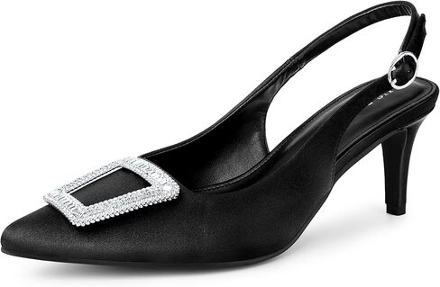 Perphy Rhinestone Stiletto Heel Sandals Satin Buckle Pointed Toe Pumps for Women in Saudi Arabia