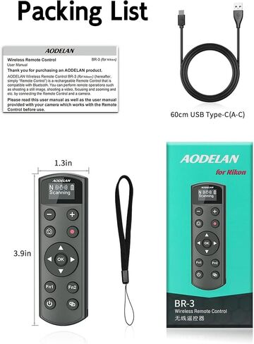 جهاز تحكم عن بعد AODELAN متوافق مع كاميرا نيكون، استبدال ML-L7، USB-C قابل لإعادة الشحن، شاشة OLED، نطاق 32.8 قدم، لـ Z6 III، Z30، Z50، Z50 II، Zfc، Zf، Z6 II، Z7 II، Z5، A1000، B600، P1000، P950 in Saudi Arabia