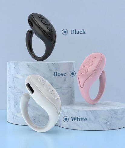 JX03 TikTok Scrolling Ring، تطبيق للتحكم عن بعد بتقنية البلوتوث، جهاز تحكم عن بعد لتسجيل فيديو الكاميرا، دعم الإعجاب، الصفحة لأعلى لأسفل، رفع مستوى الصوت (أسود) in Kuwait