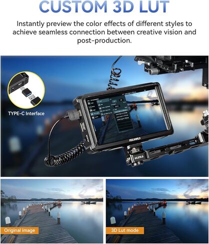 FW568 PRO 6 بوصة 1200nit كاميرا عالية السطوع DSLR مراقب ميداني، شاشة كاميرا LUT ثلاثية الأبعاد مخصصة 1920X1080 IPS 4K 60 هرتز HDMI في مراقبة الشكل الموجي الخارجي مع بطارية وحقيبة F750 4400 مللي أمبير في الساعة in Saudi Arabia