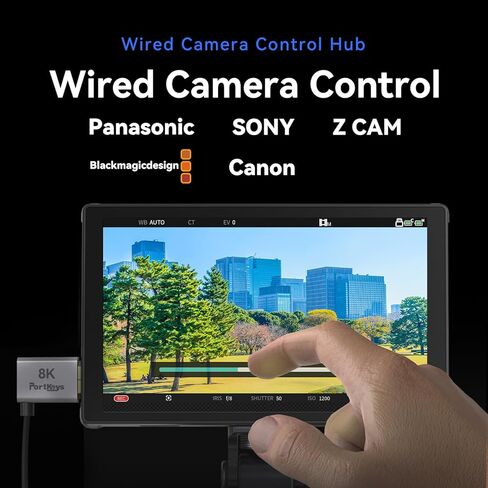 Portkeys LH5C 5.4 بوصة شاشة لمس كاميرا تحكم لاسلكي لسوني FX3/A7SIII/Canon R5/باناسونيك GH6-800 Nits، 4K HDMI، 3D LUT، Anamorphic، تراكب التجميد in Kuwait