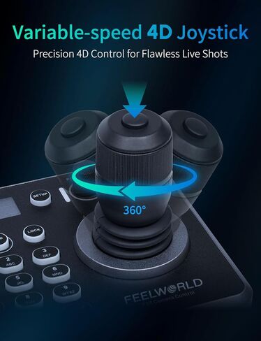 FEELWORLD KBC20N NDI PTZ وحدة تحكم عصا التحكم في الكاميرا، شاشة LCD 4D لوحة مفاتيح التحكم في عصا التحكم تدعم NDI PoE VISCA Pelco-D/P RS422 RS485 RS232 RJ45 للكنيسة الحية والأحداث والبث المباشر in Saudi Arabia
