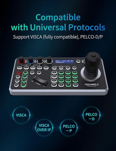 FEELWORLD KBC20N NDI PTZ وحدة تحكم عصا التحكم في الكاميرا، شاشة LCD 4D لوحة مفاتيح التحكم في عصا التحكم تدعم NDI PoE VISCA Pelco-D/P RS422 RS485 RS232 RJ45 للكنيسة الحية والأحداث والبث المباشر in Saudi Arabia