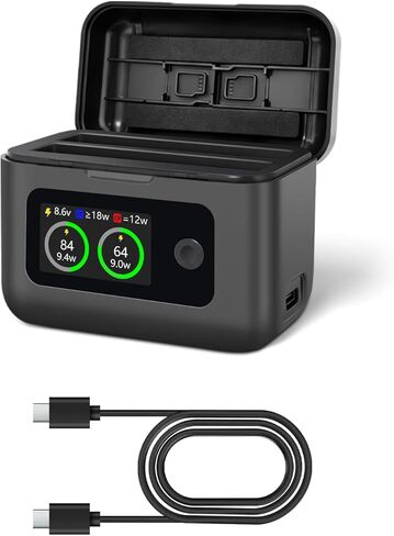 Insta360 X5 Battery Charger 27W Rapid Charge, Dual-Slot w/LCD Display Intelligent Charging Hub, Compatible with Insta360 X5 Action Camera Batteries, Shows Battery SOC, (Battery Charger x 1) in Saudi Arabia