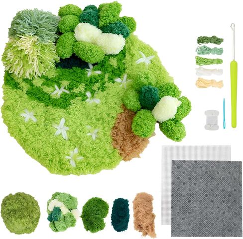 beausougon DIY Latch Hooking Craft 3D Coaster Set with Moss Design， Crochet Kit for Adults (B) in Saudi Arabia
