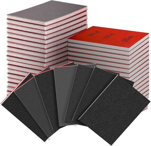 30-PCS 3 × 4 بوصة 180-3000 مجموعة إسفنجة الصنفرة الحصيرة ، كتل رمل اليد الرغوية الناعمة ، ورق الصنفرة الرطبة/الجافة فائقة الخشب ، والمعادن ، الجدران الجافة ، تلميع الأثاث in Kuwait