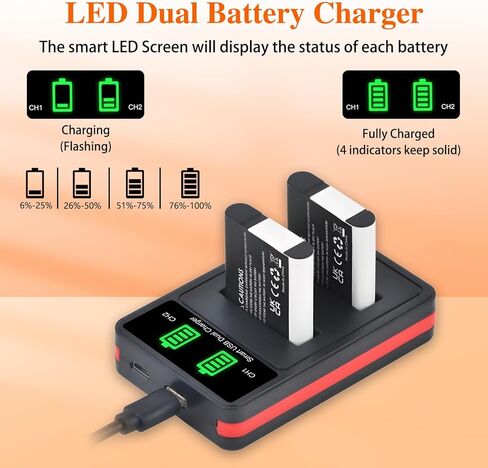 بطارية Pickle Power Li-90B LI-92B وشاحن مزدوج LED لأوليمبوس تاف TG-7، TG-6، TG-5، TG-Tracker، SH-1، SH-2، SP-100 IHS، Tough TG-1 iHS، TG-2 iHS، TG-3، TG-4، SH50 iHS، SH60، XZ-2 iHS in Saudi Arabia