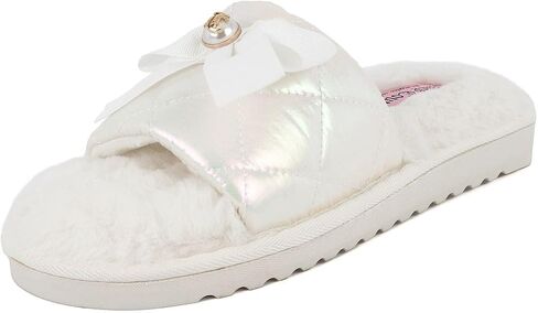 Juicy Couture Women's Faux Fur Slide Sandal Slippers, Open Toe, Comfortable Indoor Outdoor House Shoes in Saudi Arabia